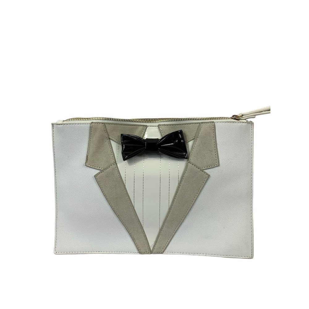 Women's White Tuxedo Clutch Purse